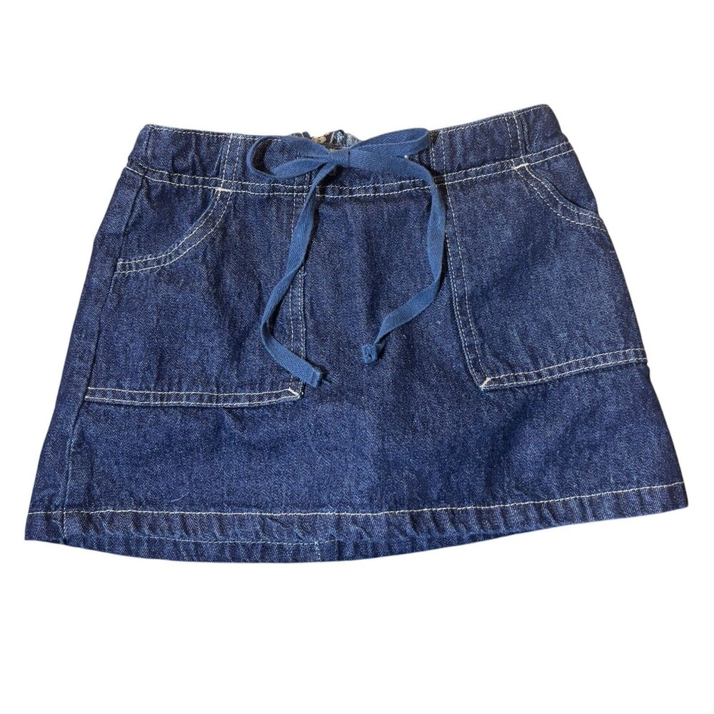 Vintage 90s Meow Genes Girls Sz 8 Denim Skort Back Zipper Tie Waist Made in USA